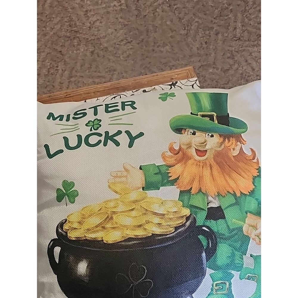 Mister Lucky Green Leprechaun Decorative Pillow